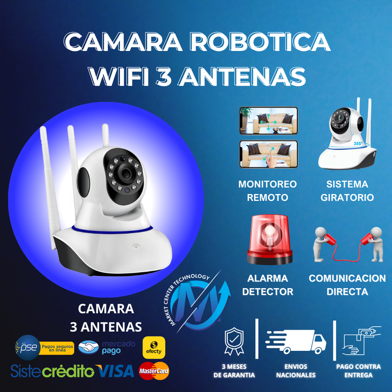 Camara Robotica Wifi 3 Antenas Seguridad